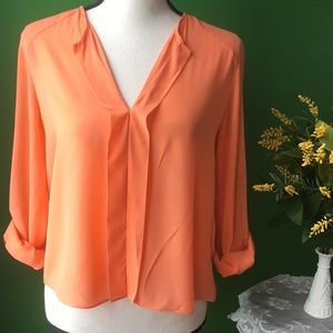 Alice + Olivia Silk Orange Crop Blouse